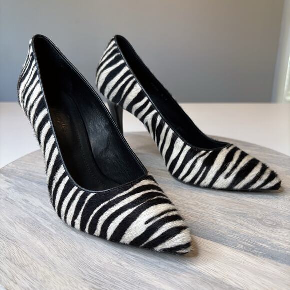 The Kooples Women's Zebra Print Calf Hair Pointed Toe Heels EU Size 39 US 8.5 - Picture 1 of 11